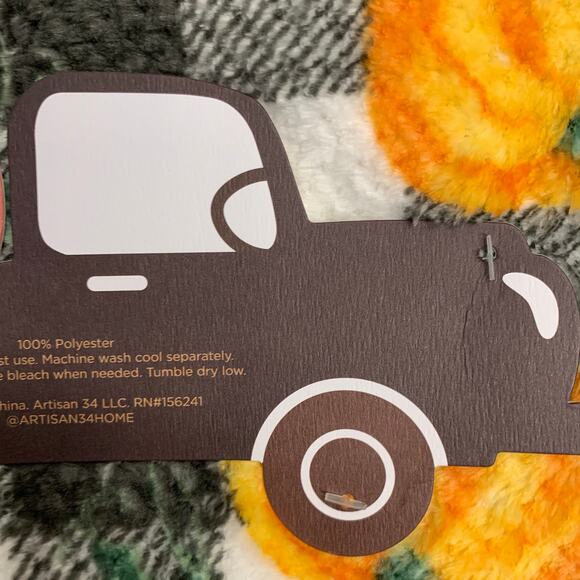 Orange Pumpkin Black White Buffalo Plaid Fall Farmhouse Autumn Harvest Blanket - Picture 9 of 10